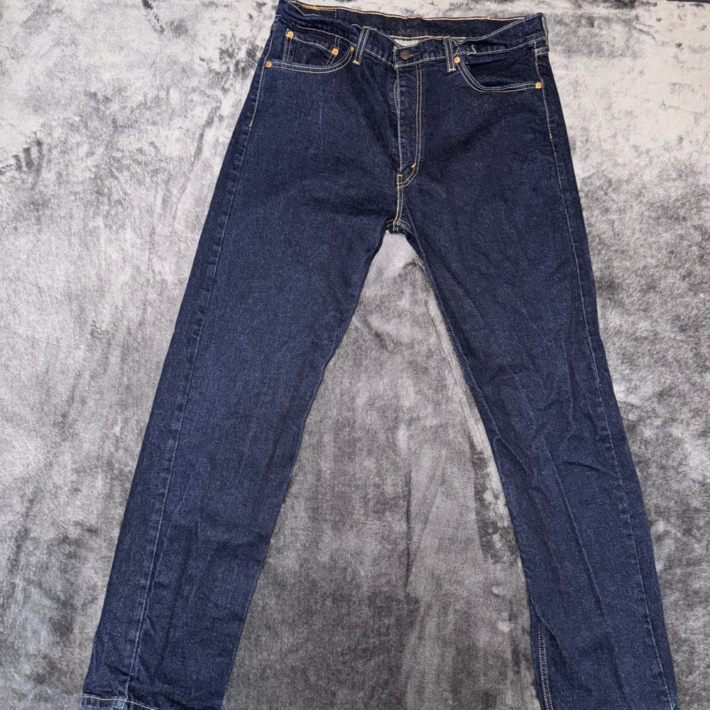 Levis 505 Regular Fit Dark Wash‎ Indigo Straight Leg Jeans Mens 38x34 00505-1459